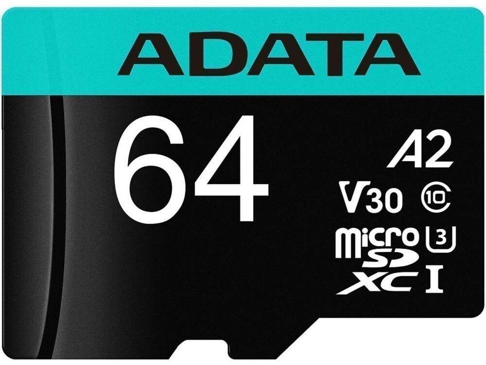   64Gb MicroSD ADATA + SD  (AUSDX64GUI3V30SA2-RA1)