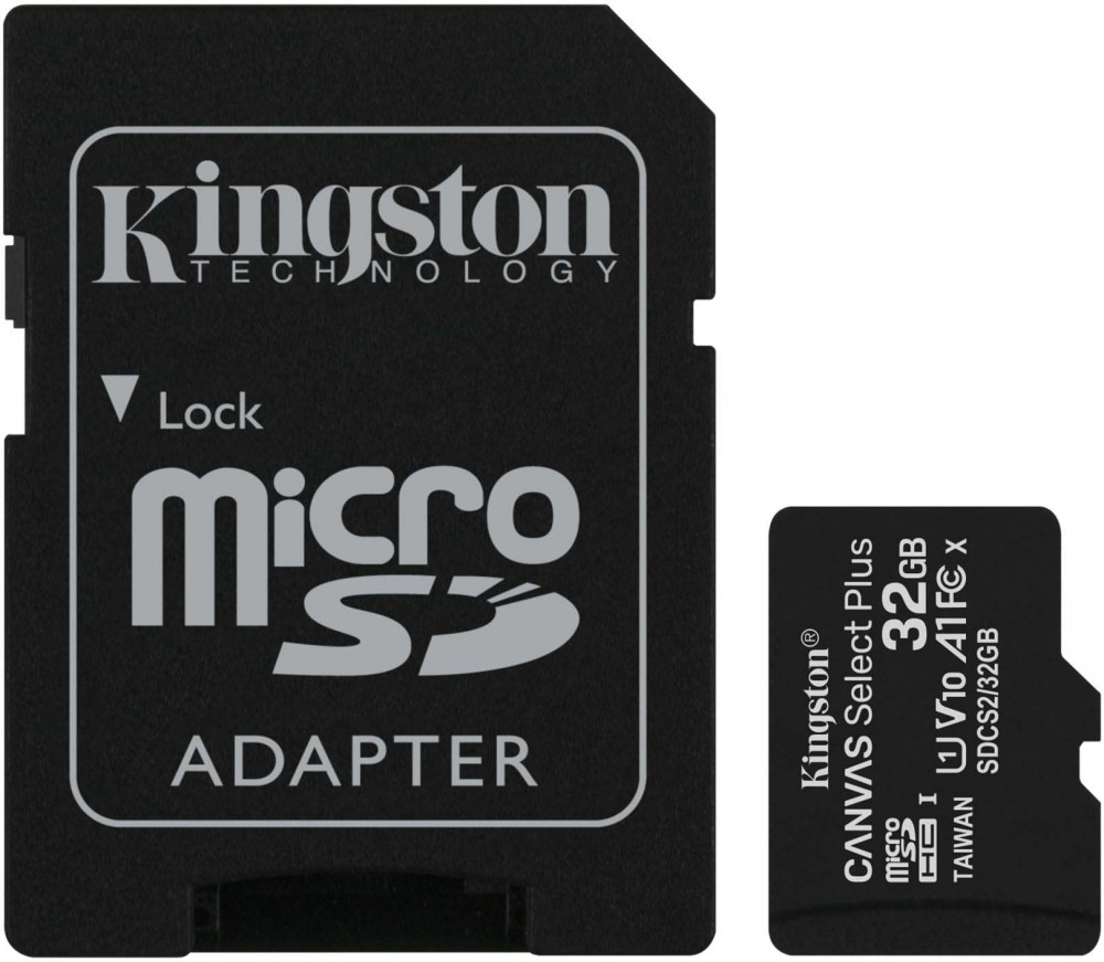   32Gb MicroSD Kingston Canvas Select Plus Class 10 + SD  (SDCS2/32GB)