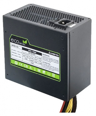 Chieftec 700W GPE-700S [Eco] ATX v.2.3,  > 85%, A.PFC, 2x PCI-E (6+2-Pin), 6x SATA, 2x MOLEX, 8 Pin EPS (4+4), Fan 12cm