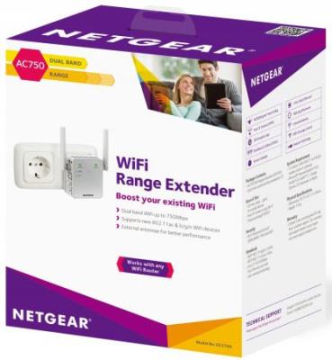  NetGear EX3700-100PES 802.11abgnac 750Mbps 2.4  5  1xLAN  