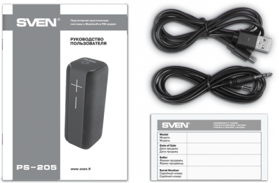 SVEN PS-205, ,   (2.0,  2x6  (RMS), Waterproof (IPx6), TWS, Bluetooth, FM, USB, microSD,  )