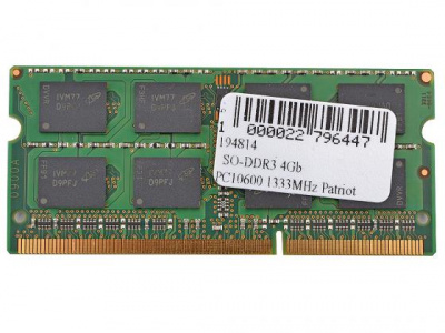     SO-DDR3 4Gb PC10600 1333MHz Patriot 