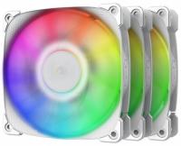   (3 .) Geometric Future Squama 2501W Triple Pack / 120mm, 2000 RPM, 80.81 CFM, 34.2 dBA, 5V ARGB, White / 1F2501W312001