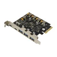  ORIENT AM-U3142PE-3A2C, PCI-Ex4 v3.0, USB 3.2 Gen2,   10 /, 5-port ext (3xType-A + 2xType-C), ASM3142+VL820-Q8 chipset, Self powered (31351)