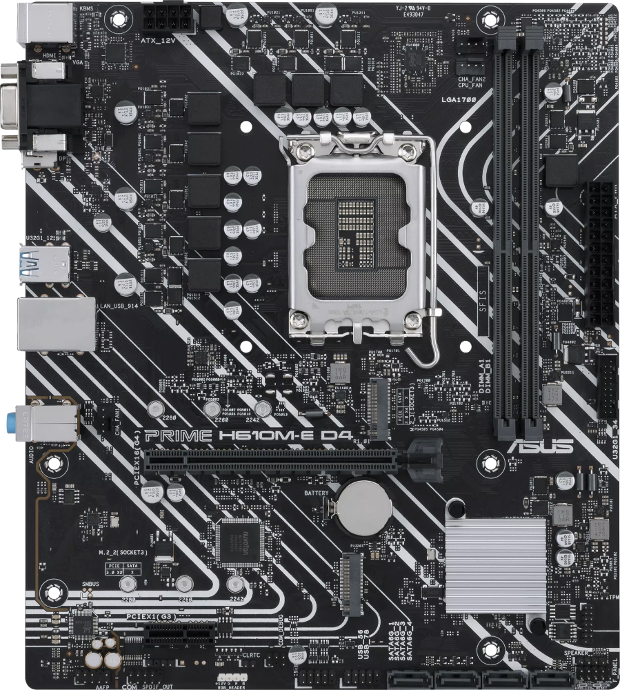   ASUS PRIME H610M-E D4-CSM Socket 1700, Intel H610, 2xDDR4, PCI-E 4.0, 2xUSB 3.2 Gen1, VGA, HDMI, DisplayPort, mATX
