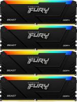   Kingston 64GB 3200MT/s DDR4 CL16 DIMM (Kit of 4) FURY Beast RGB (KF432C16BB2AK4/64)