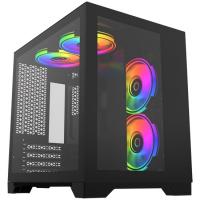  Powercase Vision Micro, Black, Tempered Glass, 4 120mm 5-color fan, , mATX (CVBM-L4)