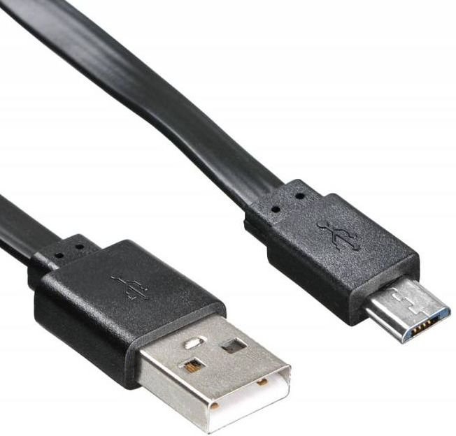 Buro USB 2.0 A (M) - Micro USB B (M), 1м (BHP MICROUSB 1M FLAT) Black