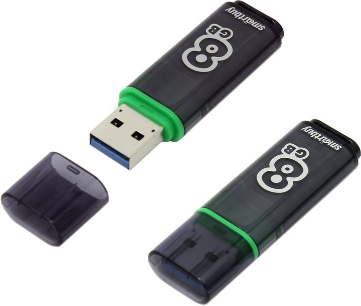   8Gb USB Drive <USB3.0> Smartbuy Glossy series Dark Grey (SB8GBGS-DG)
