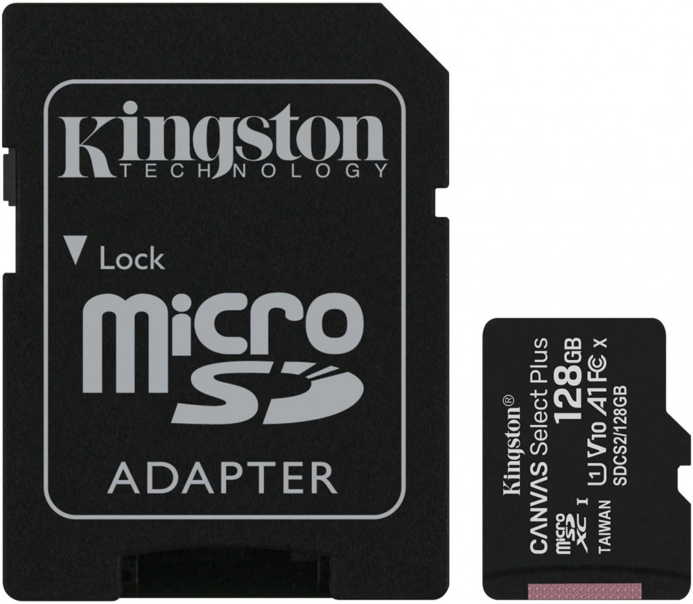   128Gb MicroSD Kingston Canvas Select Plus Class 10 + SD  (SDCS2/128GB)