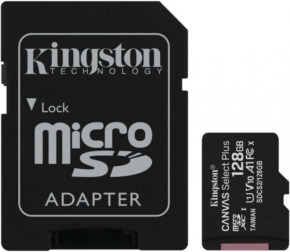 ����� ������ 128Gb MicroSD Kingston Canvas Select Plus Class 10 + SD ������� (SDCS2/128GB)