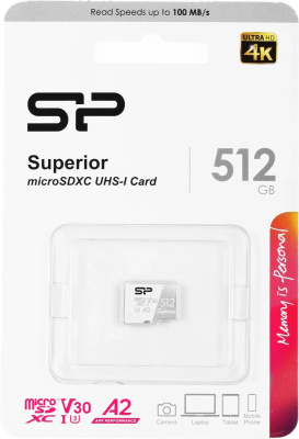 ���� ����� microSDXC Silicon Power 512GB SP512GBSTXDA2V20 Superior V30 A2 w/o adapter
