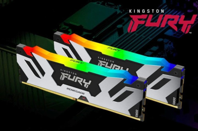   64Gb Kingston FURY Renegade RGB, DDR5, DIMM, PC51200, 6400Mhz, XMP, CL32 (Kit of 2) (KF564C32RSAK2-64) (retail)