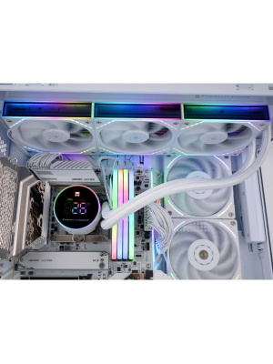 ������� ����������� ���������� Thermalright Frozen Magic 360 Digital V2 (360mm, LED temp., White, ARGB/ Fans: 3x120mm, 68.9CFM, 28.2dBA, 2000RPM/ Pump height 54.4mm, Rad thickness 27mm/ S: 1700, 1200, 1851, 115X, AM5, AM4)