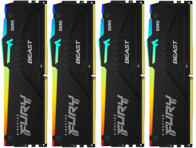 ������ DDR5 4x32GB 5600MHz Kingston KF556C40BBAK4-128 Fury Beast Black RGB RTL Gaming PC5-44800 CL40 DIMM 288-pin 1.25� dual rank � ���������� Ret