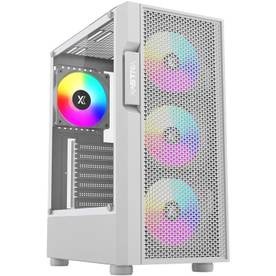 ������ XASTRA  A302 4FRGB White ATX/Mesh/ tempered glass / 4x120mm FC120-FRGB fans/A302-WH-FC120FRGB-4F-GL