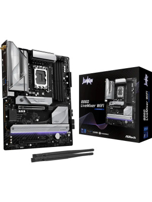 ����������� ����� ASROCK B860 LIVEMIXER WIFI, LGA1851, B860, 4*DDR5, 4*SATA, 3*M.2, 6*USB 3.2, 6*USB 2.0, Type-C, 2*PCIx16, 1*M.2 (Key E), HDMI, ATX