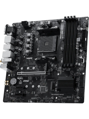 ����������� ����� MSI PRO B550M-P WIFI6E B550, AM4, 4*DDR4, 1*PCIEx16, 2*PCIEx1, 2*M.2, 1*TypeC, 6*USB3.2Gen1, 6*USB2.0, 4*SATA3.0, 1G, VGA, DP, HDMI, ATX, RTL