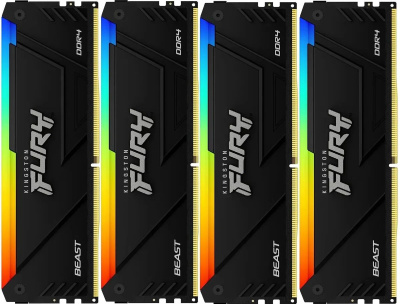  Kingston 32GB 2666MT/s DDR4 CL16 DIMM (Kit of 4) FURY Beast RGB (KF426C16BB2AK4/32)