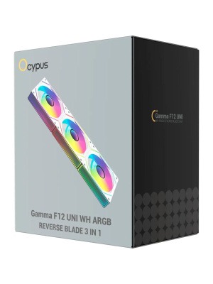 �������� ������������ (3 ��) Ocypus Gamma F12 UNI WH ARGB REVERSE BLADE 3 IN 1, 3x120x120x25mm, 4-PIN PWM, 800-1800 RPM, 31 DBA MAX, HYDRO BEARING