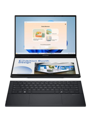 ������� ASUS Zenbook DUO 14 OLED UX8406CA-QL078W, 14" (1920x1200) IPS 120 ��/Intel Core Ultra 9 285H/32 �� LPDDR5X/1024 �� SSD/Intel Arc Graphics/Windows 11 Home, ����� (90NB14X1-M00320)