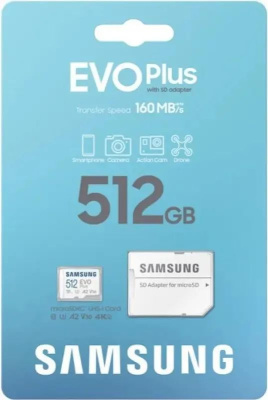 ���� ����� microSDXC 512GB Samsung MB-MC512SA/EU EVO Plus + adapter