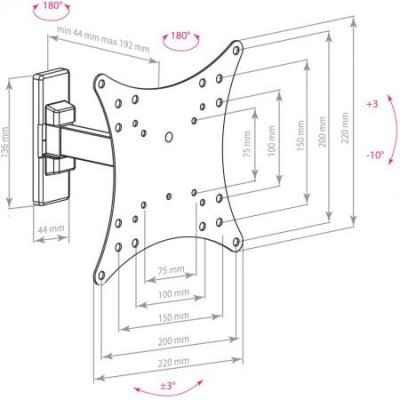 ��������� Arm Media MARS-03 20-43" max 20�� VESA 200x200 ������� � ������