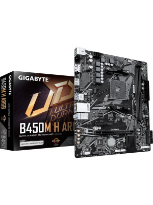 ����������� ����� Gigabyte B450M H ARGB B450, AM4, 2*DDR4, 1*PCIEx16, 1*PCIEx1, 1*M.2, 6*USB3.2Gen1, 6*USB2.0, 4*SATA3.0, 1G, DP, HDMI, M-ATX, RTL
