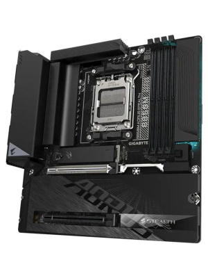 ����������� ����� AORUS B850M AORUS STEALTH B850, AM5, 4*DDR5, 2*PCIEx16, 3*M.2, 2*Type-C, 1*USB3.2Gen2, 6*USB3.2Gen1, 8*USB2.0, 2*SATA3.0, 5G, DP, HDMI, M-ATX, RTL