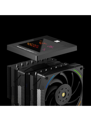 ����� ��� ���������� Thermalright Phantom Spirit 120 Digital EVO (4-pin PWM, LED temp., 160mm, Ni/CU, 7x6mm, ARGB, 2x120mm, 69CFM, 27dBA, 2150RPM, S: 1851, 1700, 1200, 115X, AM5, AM4, black)