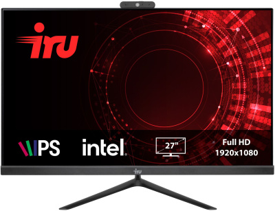  IRU Office 27IH5P 27" Full HD i3 10105 (3.7) 8Gb SSD256Gb UHDG 630 Free DOS GbitEth WiFi BT 120W Cam  1865933