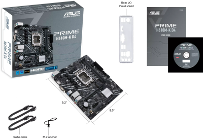 ����������� ����� ASUS PRIME H610M-K D4 Socket 1700, Intel H610, 2xDDR4, PCI-E 4.0, 2xUSB 3.2 Gen1, VGA, HDMI, mATX
