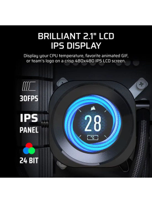 ������� ����������� ���������� Corsair NAUTILUS 240 RS LCD (240mm, Black/ Fans: 2x120mm, 72.8CFM, 36dBA, 2100RPM/ S: 1851, 1700, AM5, AM4)