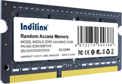 ������ 8Gb  Indilinx IND-ID3N16SP08X, SO-DIMM, DDR3, PC12800, 1600MHz, CL11, 1.5V 