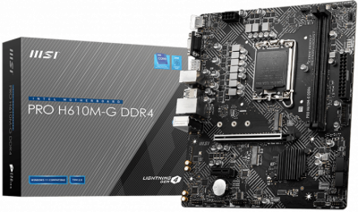 ����������� ����� MSI PRO H610M-G DDR4 Socket 1700, Intel H610, 2xDDR4, PCI-E 4.0, 2xUSB 3.2 Gen1, VGA, HDMI, DisplayPort, mATX