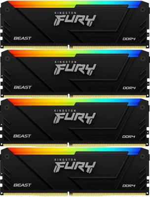 ������ �����������/ Kingston 64GB 2666MT/s DDR4 CL16 DIMM (Kit of 4) FURY Beast RGB (KF426C16BB2AK4/64)