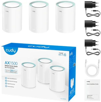 ��������� Mesh ������ CUDY M1500(3-Pack), Wi-Fi 6, AX1500, 2.4/5���, �����