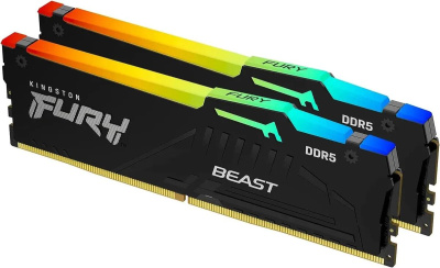 ������ DDR5 2x32GB 5600MHz Kingston KF556C36BBE2AK2-64 Fury Beast Black Expo RGB RTL Gaming PC5-44800 CL36 DIMM 288-pin 1.25� single rank � ���������� Ret