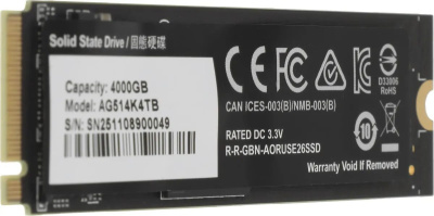 ���������� SSD Gigabyte PCIe 5.0 x4 4000GB AG514K4TB Aorus Gen5 14000 M.2 2280