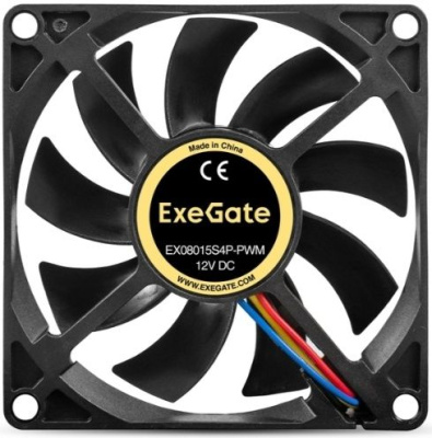 Exegate EX295235RUS ���������� 12� DC ExeGate EX08015S4P-PWM (80x80x15 ��, Sleeve bearing (��������� ����������), 4pin, PWM, 25.5dBA)
