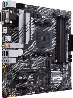 ����������� ����� ASUS PRIME B550M-A WIFI II Socket AM4, AMD B550, 4xDDR4, PCI-E 4.0, Wi-Fi, Bluetooth, 4xUSB 3.2 Gen1, 2xUSB 3.2 Gen2, VGA, DVI, HDMI, mATX