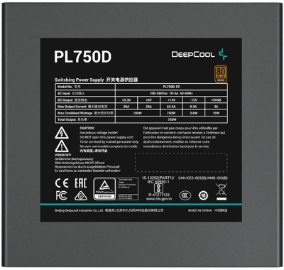���� ������� Deepcool PL750D ATX 3.0, 750W, PWM 120mm fan, Active PFC+DC to DC, 80+ BRONZE RET