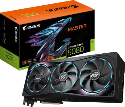 ���������� Gigabyte NVIDIA GeForce RTX 5080 Master 16��, GV-N5080AORUS M-16GD 1.0, GDDR7, Ret