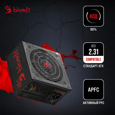 ���� ������� Bloody ATX 600W BD-PS600W 80 PLUS WHITE (20+4pin) APFC 120mm fan 6xSATA RTL