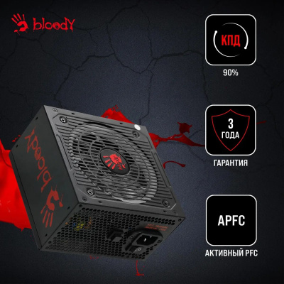 ���� ������� Bloody ATX 750W BD-PS750G 80+ gold (20+4pin) APFC 120mm fan color LED 6xSATA Cab Manag RTL BD-PS750G-MR