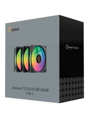 �������� ������������ (3 ��) Ocypus Gamma F12 Elite BK ARGB 3 IN 1, 120x120x25mm, 4-PIN PWM, 600-1800 RPM, 26 DBA MAX, HYDRO BEARING