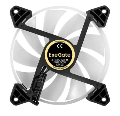 Exegate EX295966RUS ���������� 12� DC � ���������� ExeGate EX12025HM3PM.FRGB.5CSU (120x120x25 ��, Hydraulic bearing (�����������������), 3pin+Molex, FRGB ���������, 24dBA)