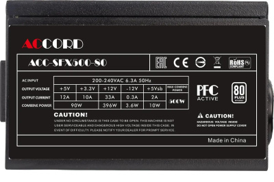 ���� ������� Accord SFX 500W ACC-SFX500-80 24pin APFC 80mm fan 3xSATA RTL