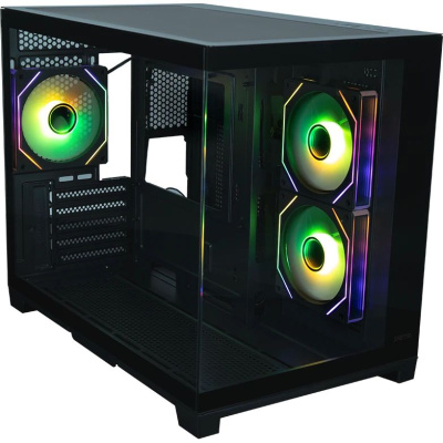 ������ XASTRA QW500M 3ARGB-C10-UC Black mATX/Aquarium/Screewless/3x120mm ARGB PWM FM fans/Argb+PWM HUB 10port/Type-C/ QW500M-3FM12A-C10-UC