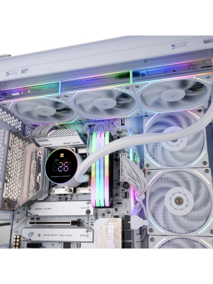 ������� ����������� ���������� Thermalright Frozen Magic 360 Digital V2 (360mm, LED temp., White, ARGB/ Fans: 3x120mm, 68.9CFM, 28.2dBA, 2000RPM/ Pump height 54.4mm, Rad thickness 27mm/ S: 1700, 1200, 1851, 115X, AM5, AM4)
